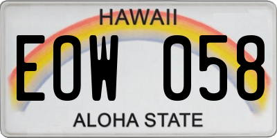 HI license plate EOW058