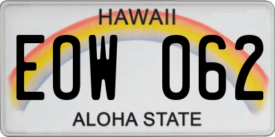 HI license plate EOW062