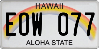HI license plate EOW077