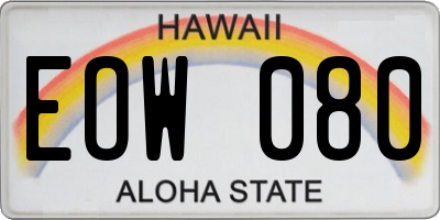 HI license plate EOW080