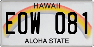 HI license plate EOW081