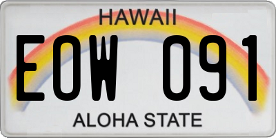 HI license plate EOW091