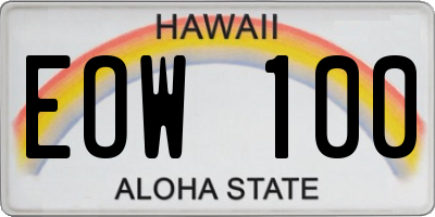 HI license plate EOW100