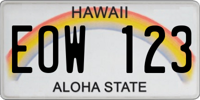 HI license plate EOW123