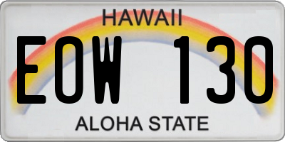 HI license plate EOW130