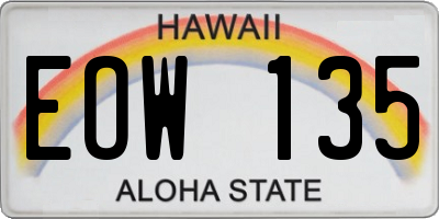 HI license plate EOW135