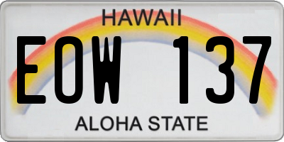 HI license plate EOW137