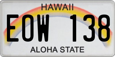 HI license plate EOW138