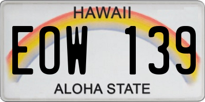 HI license plate EOW139