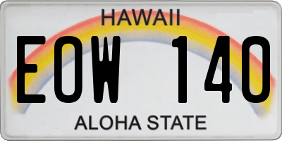 HI license plate EOW140