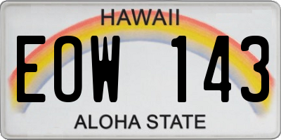 HI license plate EOW143