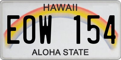 HI license plate EOW154