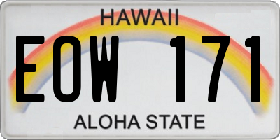 HI license plate EOW171