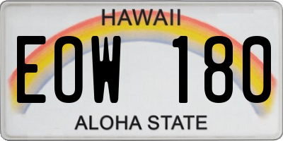 HI license plate EOW180