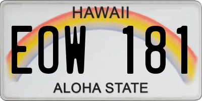 HI license plate EOW181