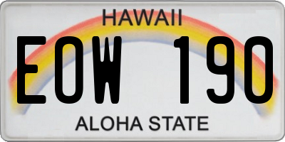 HI license plate EOW190