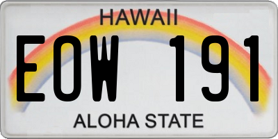 HI license plate EOW191
