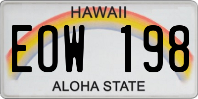 HI license plate EOW198