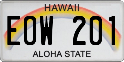 HI license plate EOW201