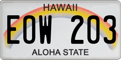HI license plate EOW203