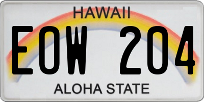 HI license plate EOW204