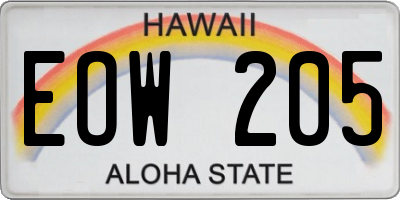 HI license plate EOW205