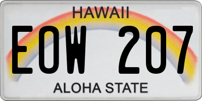 HI license plate EOW207