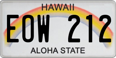 HI license plate EOW212