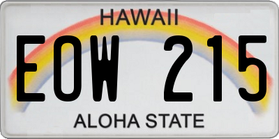 HI license plate EOW215