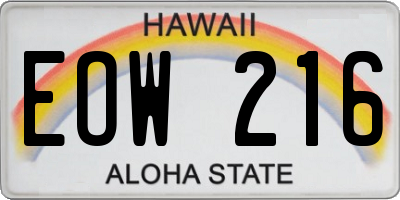 HI license plate EOW216