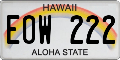 HI license plate EOW222