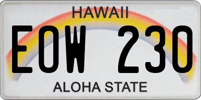 HI license plate EOW230