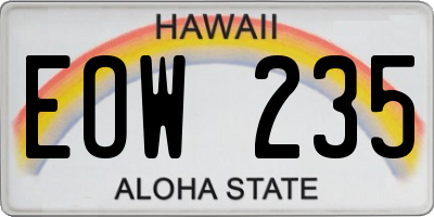 HI license plate EOW235