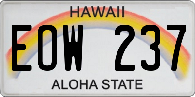 HI license plate EOW237