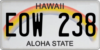 HI license plate EOW238