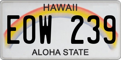 HI license plate EOW239