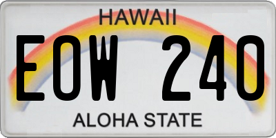 HI license plate EOW240