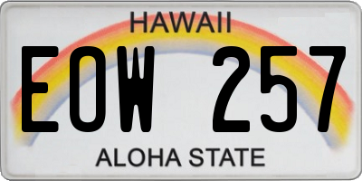 HI license plate EOW257