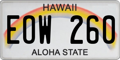 HI license plate EOW260