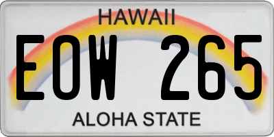 HI license plate EOW265