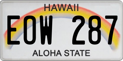 HI license plate EOW287
