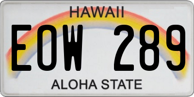 HI license plate EOW289