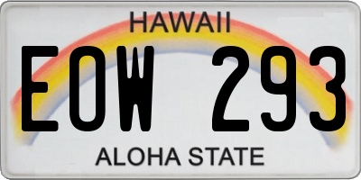 HI license plate EOW293