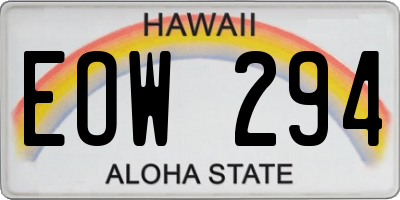 HI license plate EOW294