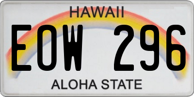 HI license plate EOW296