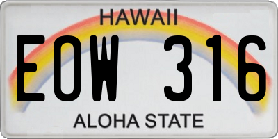 HI license plate EOW316