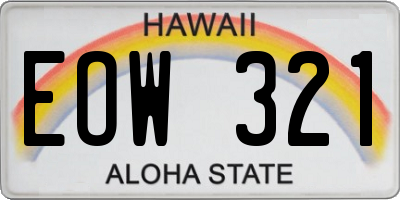 HI license plate EOW321