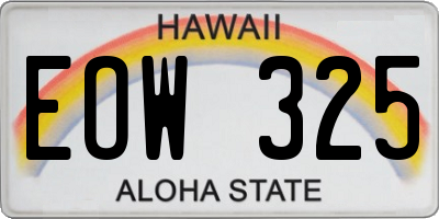 HI license plate EOW325