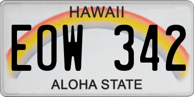 HI license plate EOW342