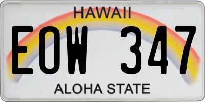 HI license plate EOW347
